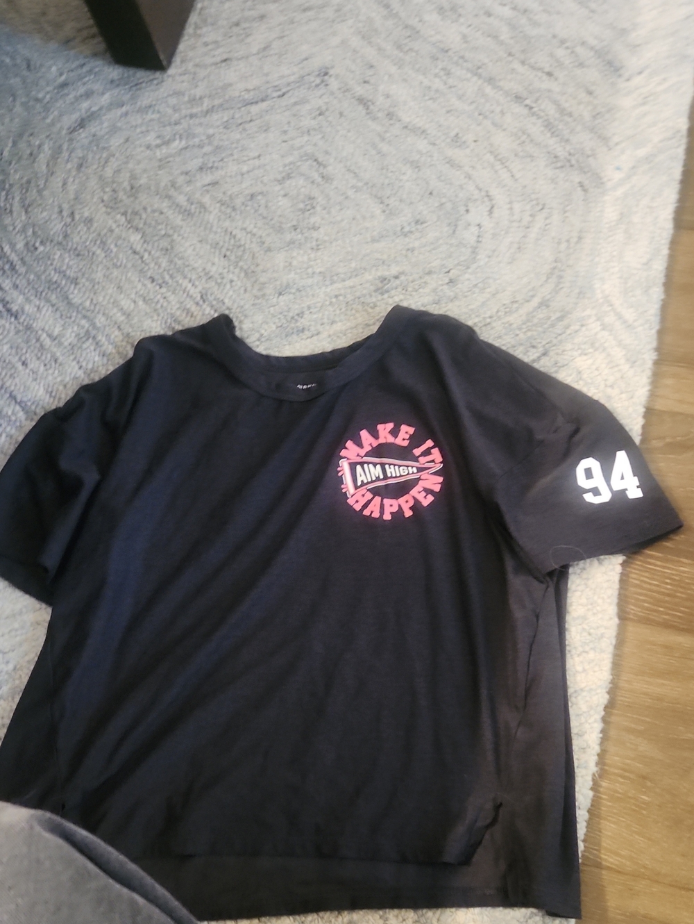 Old Navy Black Short Sleeve Tee with Pink 'Make It Happen' Graphic